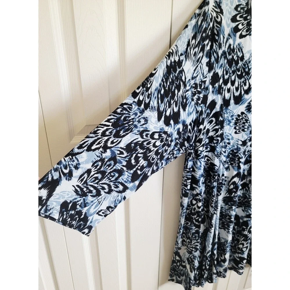 Avenue 3X Tunic‎ or Short Dress Cape Cod Feather V-Neck LS Plus Size 3X NWT